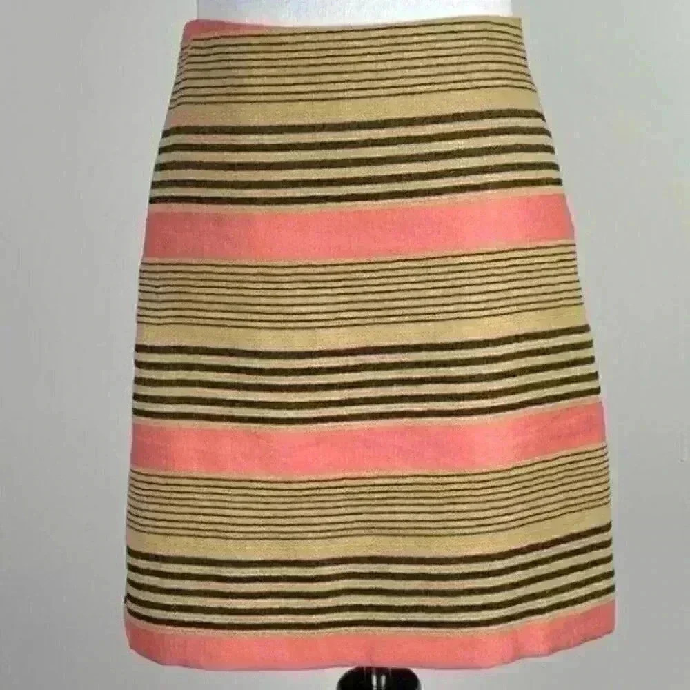 Ann Taylor loft skirt sz 00 linen striped Pencil career - Picture 1 of 9
